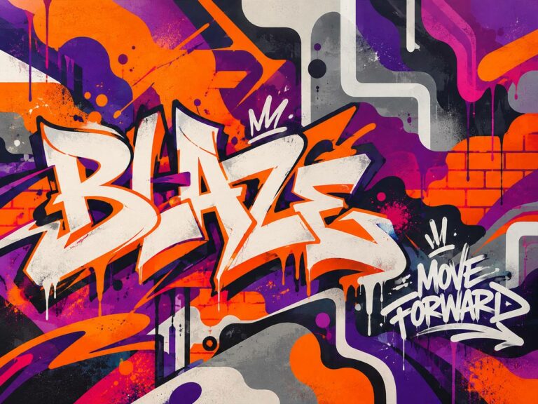 Graffiti wildstyle lettering mural Blaze Move Forward