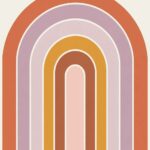Boho rainbow arch wall mural in terracotta and blush