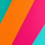 Diagonal color block stripes wall mural in turquoise, orange and pink