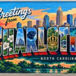 Greetings from Charlotte North Carolina postcard wall mural