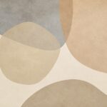 Neutral boho abstract wall mural with overlapping beige and taupe shapes