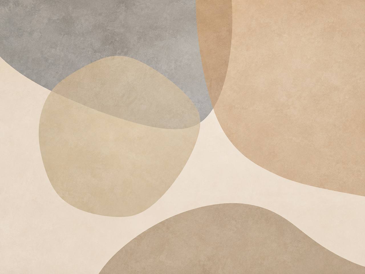 Neutral Boho Organic Shapes wall mural Neutral boho abstract wall mural with overlapping beige and taupe shapes