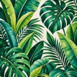 Lush tropical monstera jungle vertical wall mural